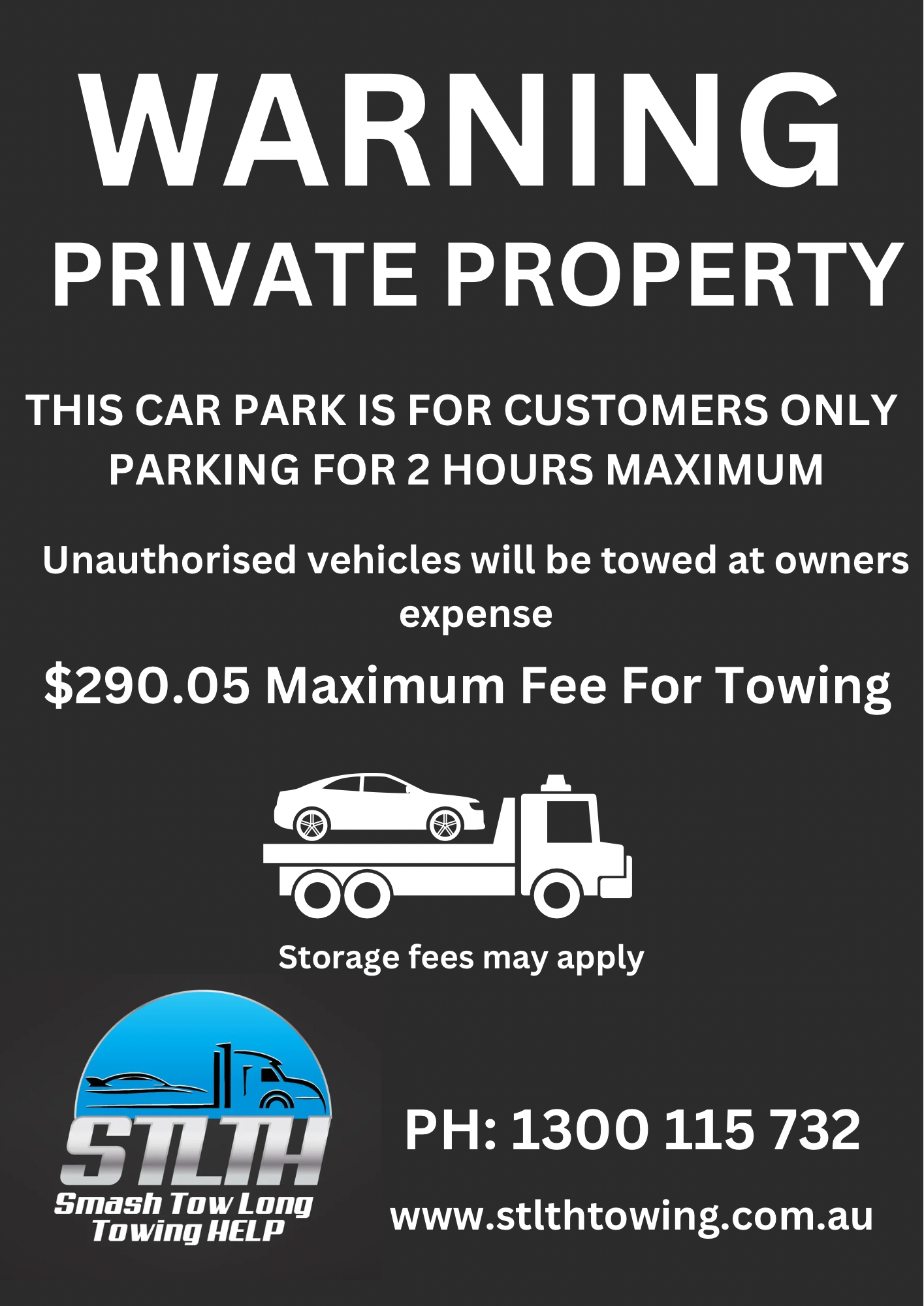 Private Property Towing Warning Sign